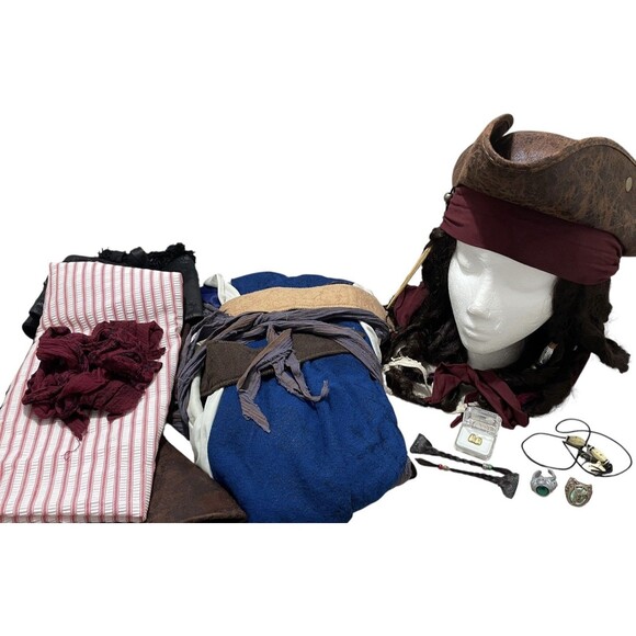 Jack Sparrow Complete Costume Men's S/M W/ Accessories Pirates Of The Caribbean - Picture 3 of 16